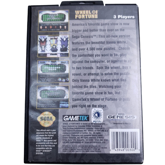 Wheel of Fortune Sega Genesis 1992 Complete in Box CIB Vintage Tested EUC - Picture 2 of 4